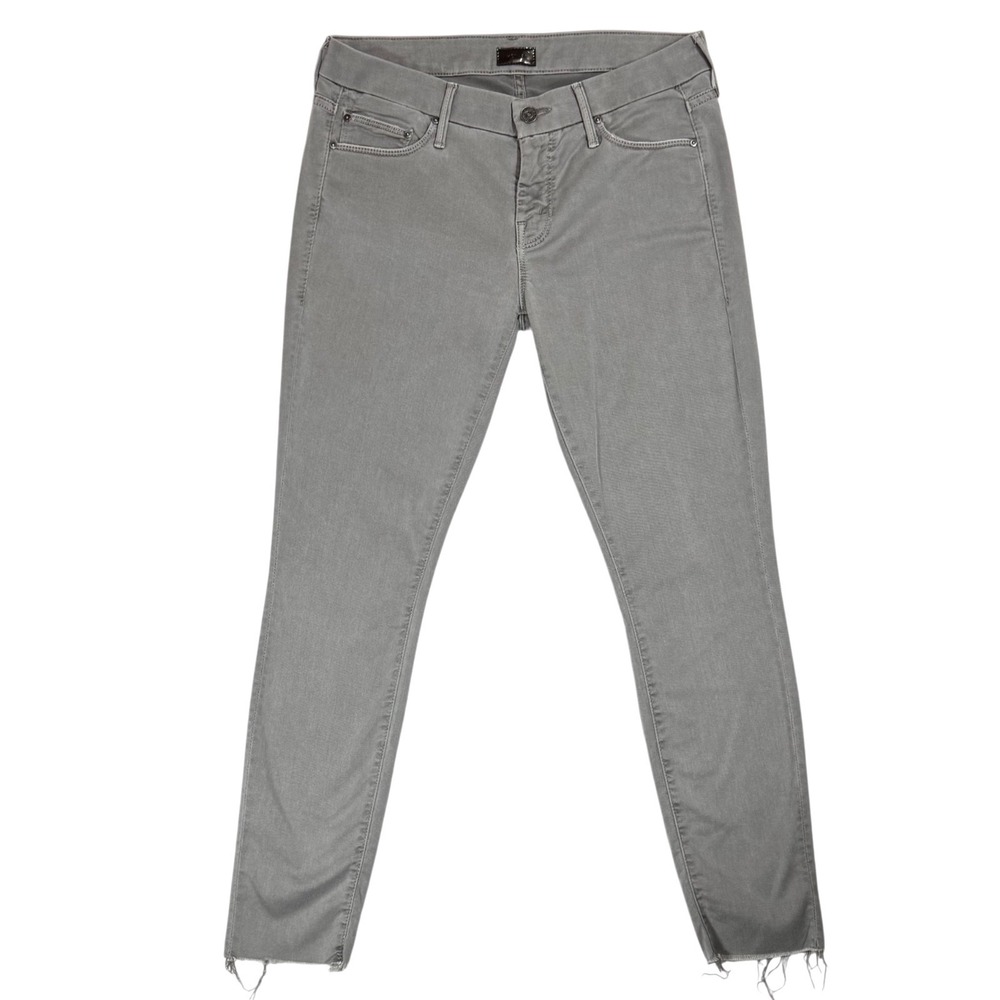 Mother Looker Ankle Fray Jeans Size 27 Gray Skinny Stretch Twill‎ Mid Rise Raw